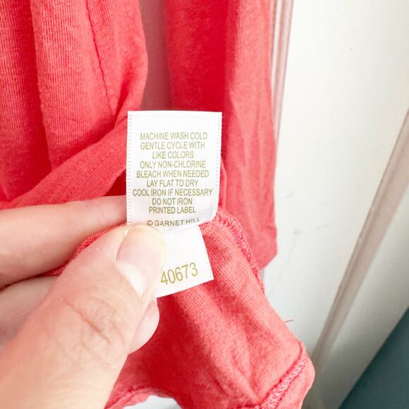 Garnet Hill Linen Modal Blend Scoop Neck 3/4 Sleeve Top T-Shirt Bright Large L - Picture 7 of 10